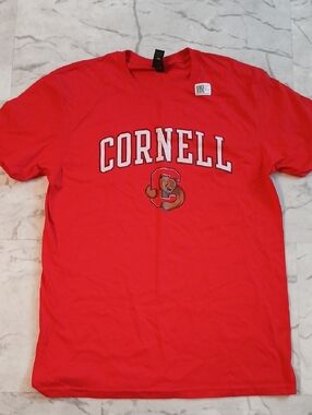 Soft Style Cornell Red Short Sleeve Tee with Mascot Graphic